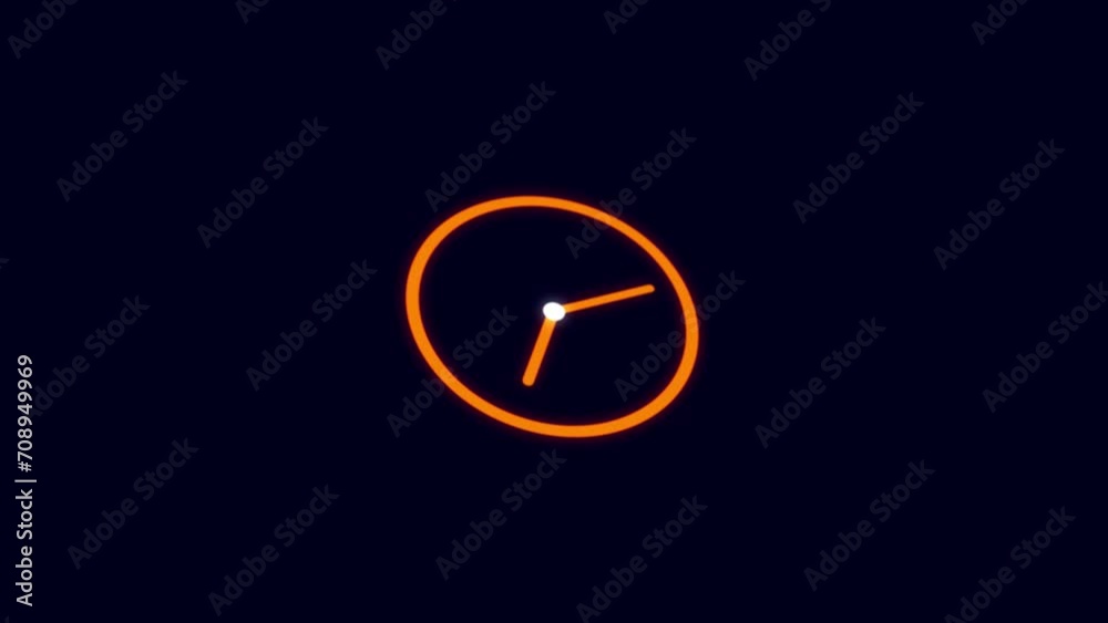Analog clock spinning animation, clock icon with moving arrows in 12 hour loop. Stopwatch animation. Analog clock spinning animation, clock icon with moving arrows in 12 hour loop. Stopwatch animation.