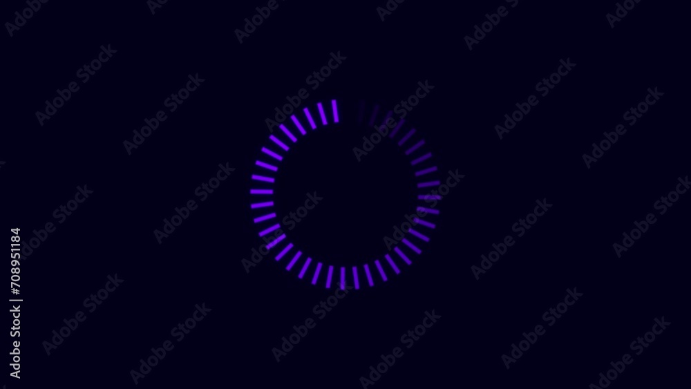 Loading circle icon animation on dark blue background. Progress bar motion graphic and circle rotating loading icon