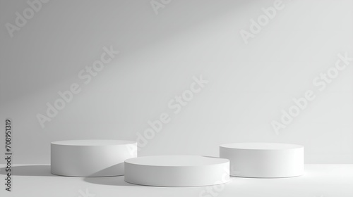 Minimal scene with white marble podium