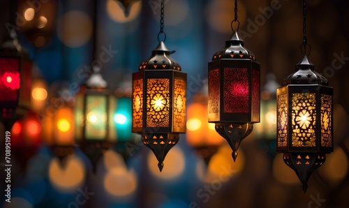 Ramadan lanterns with perfect lighting. Generative Ai