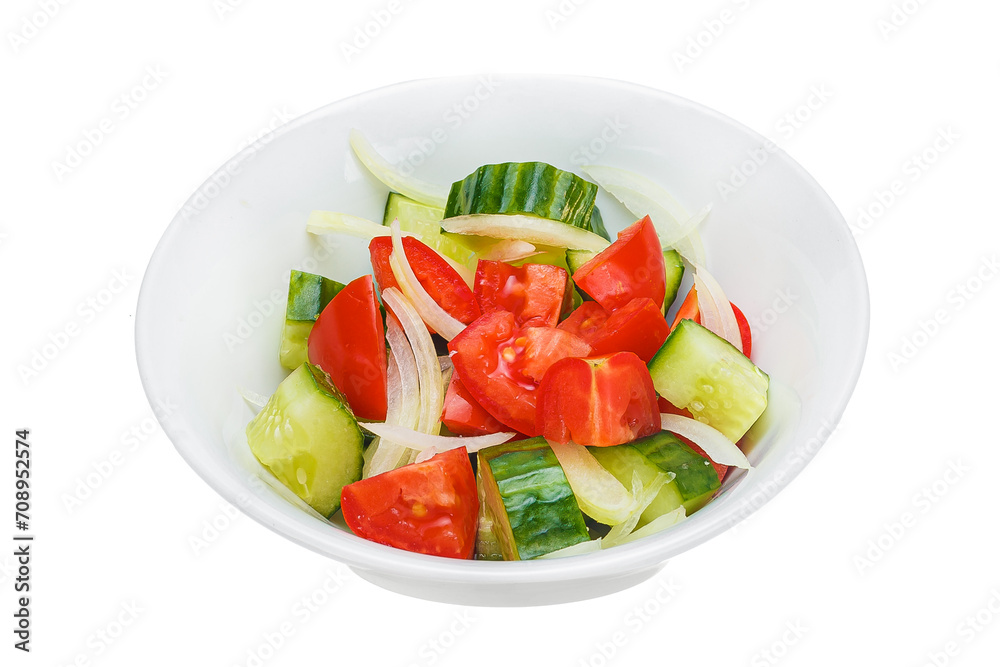 Cucumber and tomato salad in a bowl isolated on white background Cucumber and tomato salad in a bowl isolated on white background