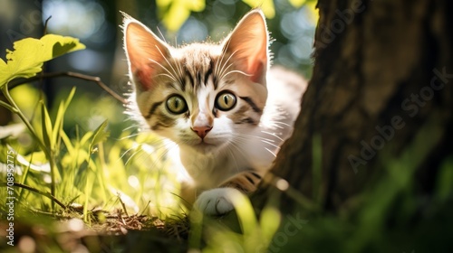Playful shots of a curious kitten exploring its surroundings, showcasing adorable and endearing moments