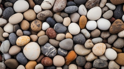  Abstract shots of pebbles on a beach, focusing on the unique shapes and textures that emerge from the natural imperfections of each stone