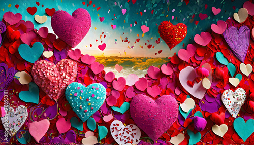 background with hearts, Valentine's Day celebration 