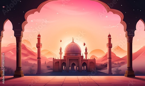 Ramadan vibes background with perfect coloring. Generative Ai