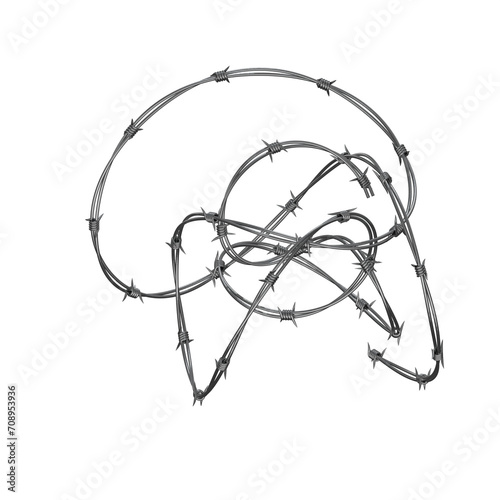 High-Resolution 3D Rendered Barb Wire Elements in 8K: Metallic Steel Barbed Wire Borders PNG, Isolated with Transparent Background, Ideal for Prison Security or Industrial Fencing Concepts © Graphic.Assets