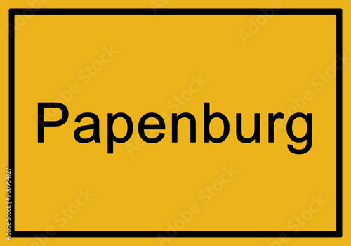 Typical german yellow city sign Papenburg