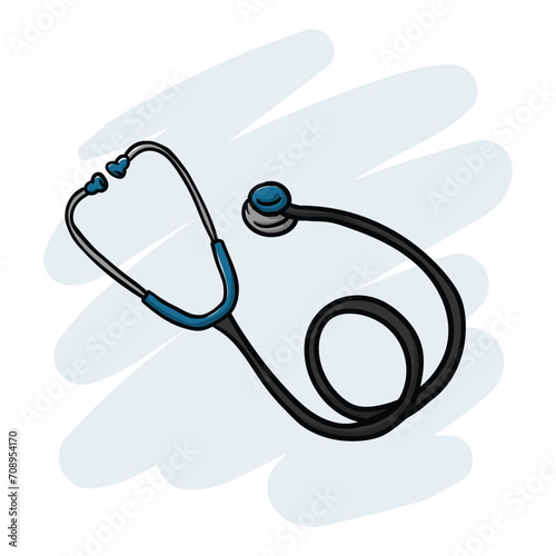 Doodle hand drawn illustration of medical stethoscope icon