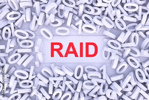 Plakat RAID concept with scattered binary code 3D illustration