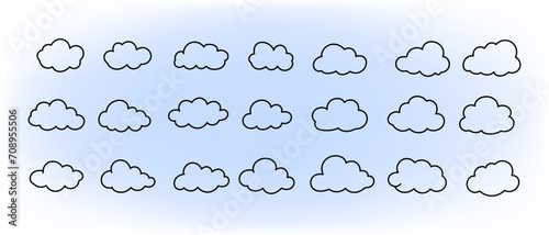 Set of white clouds icon symbol nature isolated on white background vector illustration design.