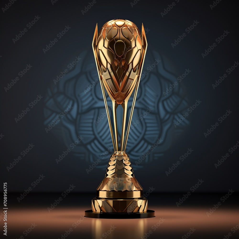 Fototapeta premium afcon trophy 3d render, African soccer Cup trophy 3D Render, Generative Ai 