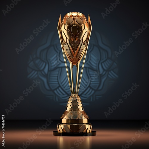 afcon trophy 3d render, African soccer Cup trophy 3D Render, Generative Ai  photo