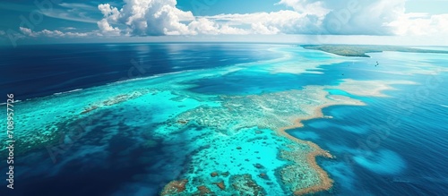 Aerial view of the Great Barrier Reef. photo