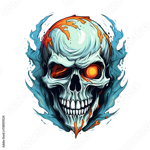 colorful Skull art illustrations for stickers, tshirt design, poster etc
