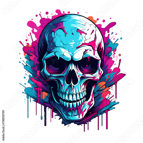 colorful Skull art illustrations for stickers, tshirt design, poster etc