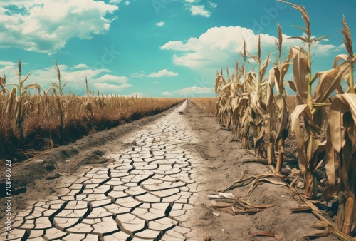 the landscape is dry and cracked due to prolonged drought, emphasizing the impact of changing weather patterns on ecosystems and agriculture.