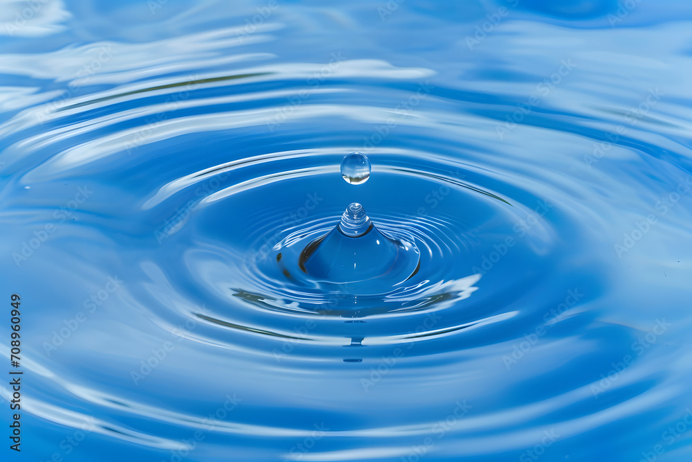 Blaues Wasser mit glitzernden Wassertropfen: Frische und Reinheit Blaues Wasser mit glitzernden Wassertropfen: Frische und Reinheit
