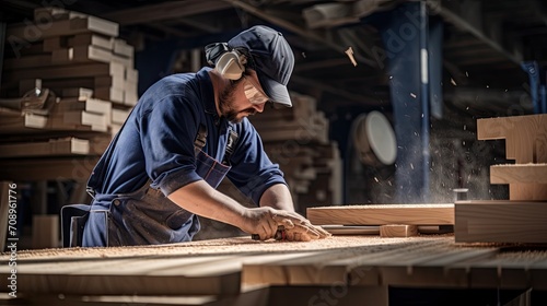 Craftsmen and carpenters working on construction site, wood craftsman concept