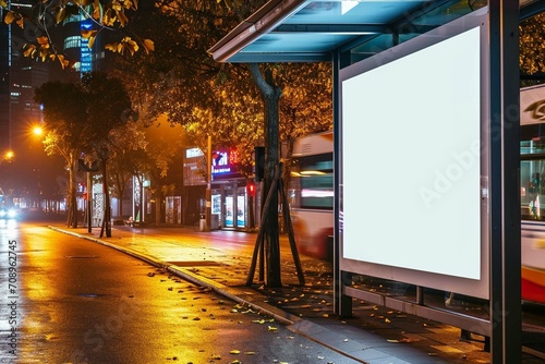 Mock up blank advertising billboard on the bus stand