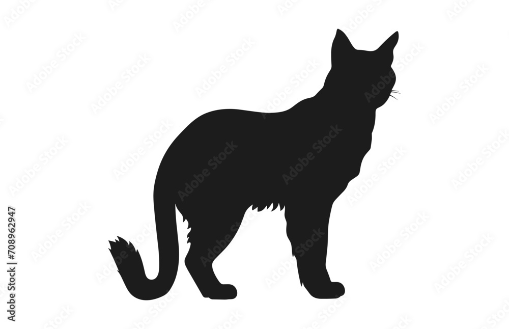 A Lynx Cat black Silhouette Vector art isolated on a white background