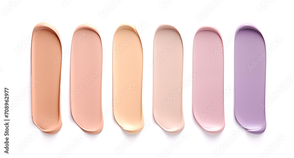 set swatch cosmetics texture top view on a white background set swatch cosmetics texture top view on a white background