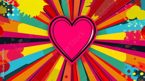 Wow pop art Heart. Vector colorful background in pop art retro comic style.