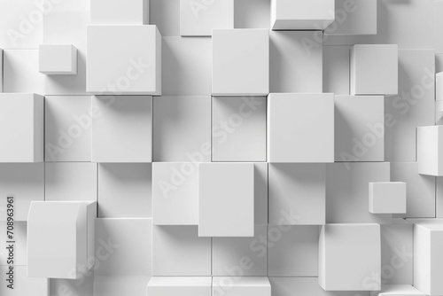 Random shifted white cube boxes block background 