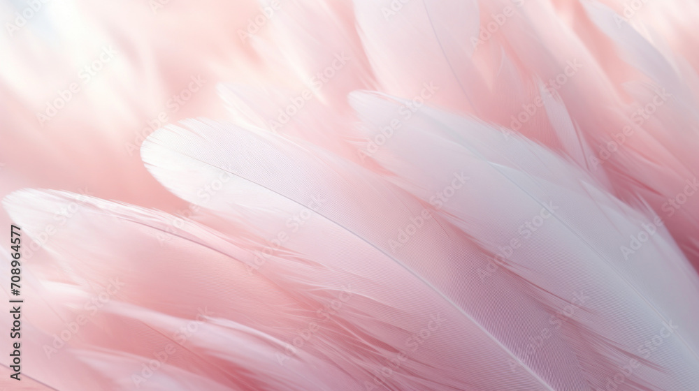 A macro shot of soft pink feathers, highlighting the graceful texture and gentle color gradient.
