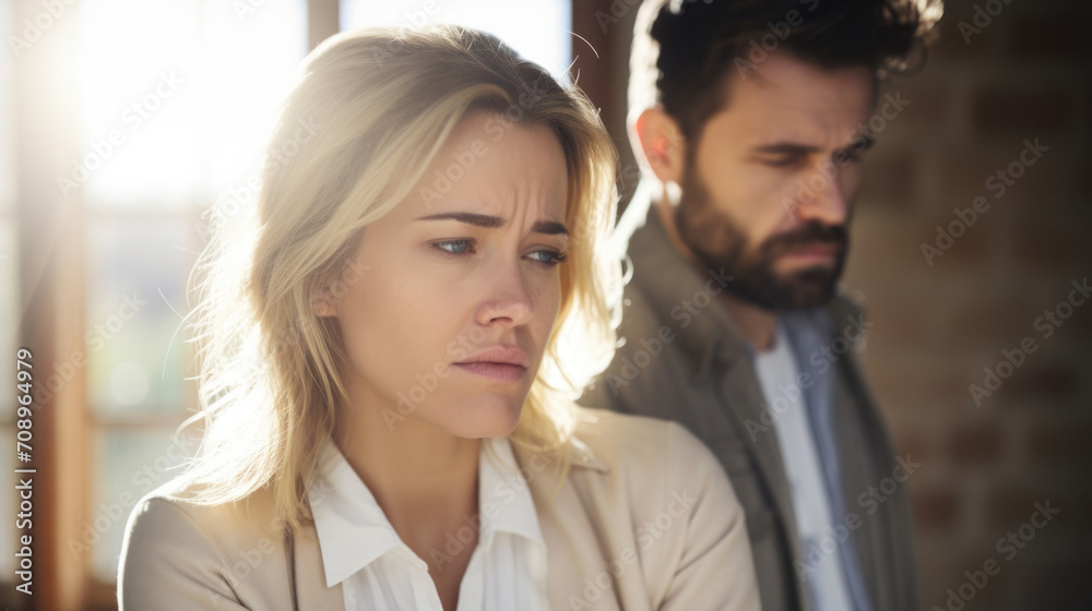 A couple experiencing relationship troubles, captured in a moment of distance and contemplation.