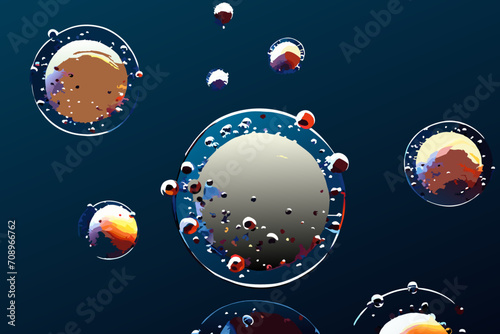 Self-replicating nanobots. vektor illustation