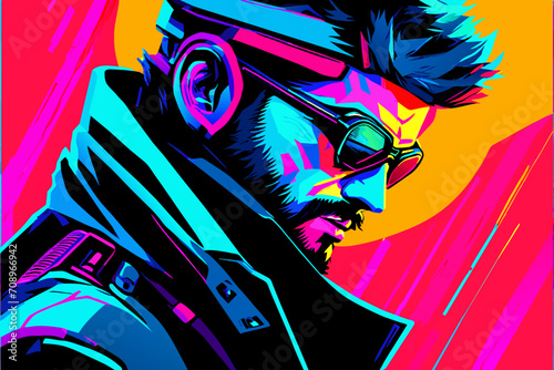 Cyberpunk hacker. vektor illustation