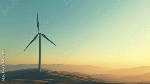 Wallpaper Mural  a wind turbine on top of a hill with the sun setting in the background and hills in the foreground, with hills in the foreground, and hills in the foreground. Torontodigital.ca