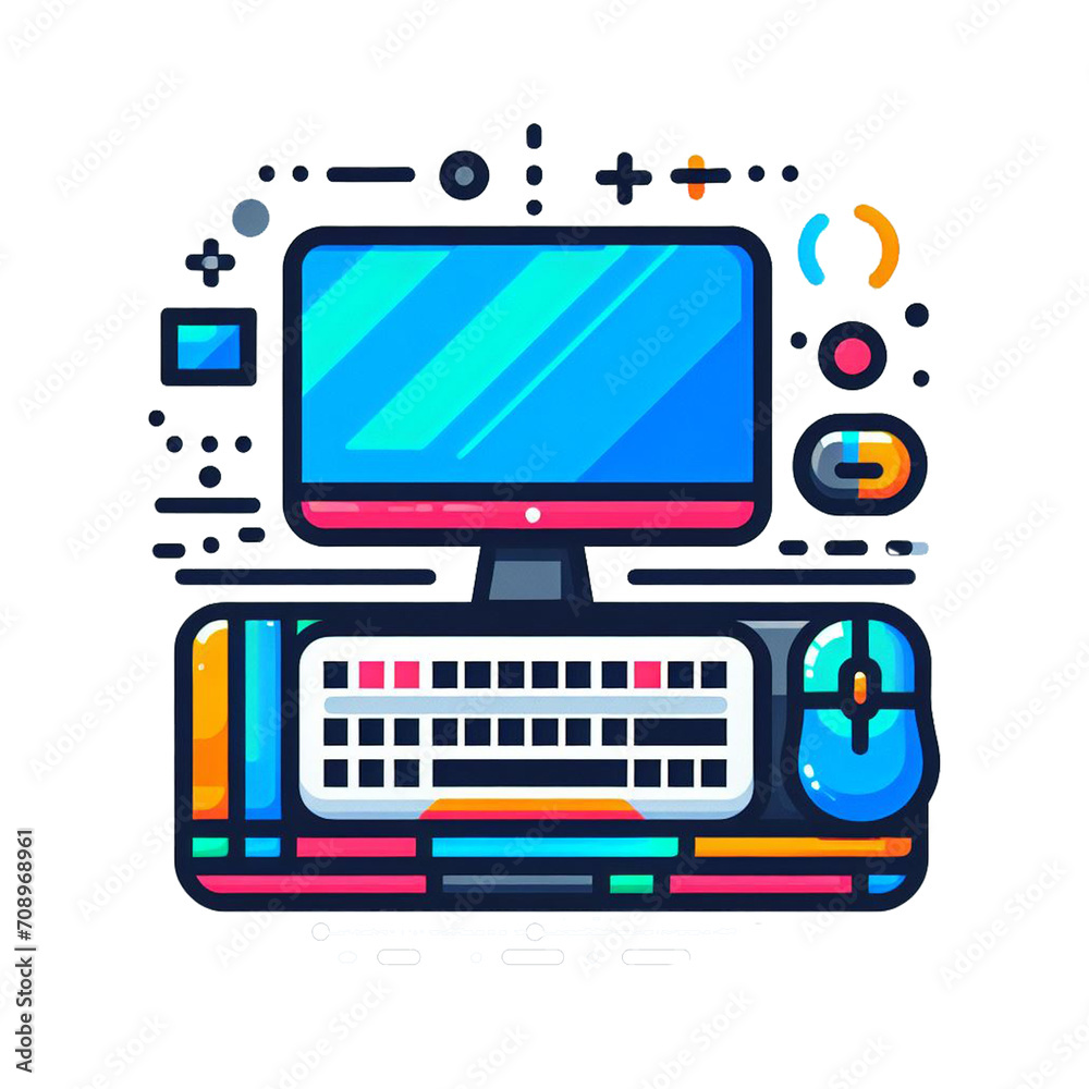 illustration of computer monitor with icons illustration of computer monitor with icons
