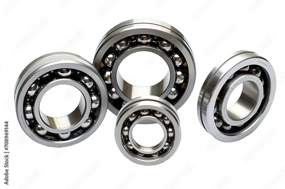 Deep groove ball bearings isolated on PNG Background. Generative Ai. Deep groove ball bearings isolated on PNG Background. Generative Ai.