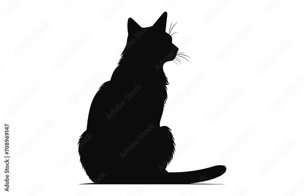 A Cat Silhouette black Vector isolated on a white background