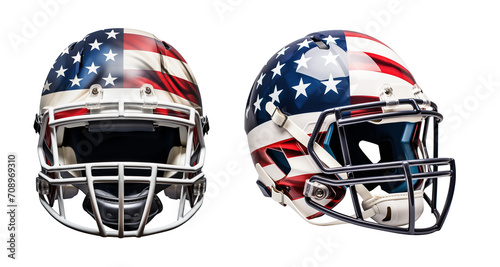 American football helmet mockup With USA Flag decal, isolated background photo