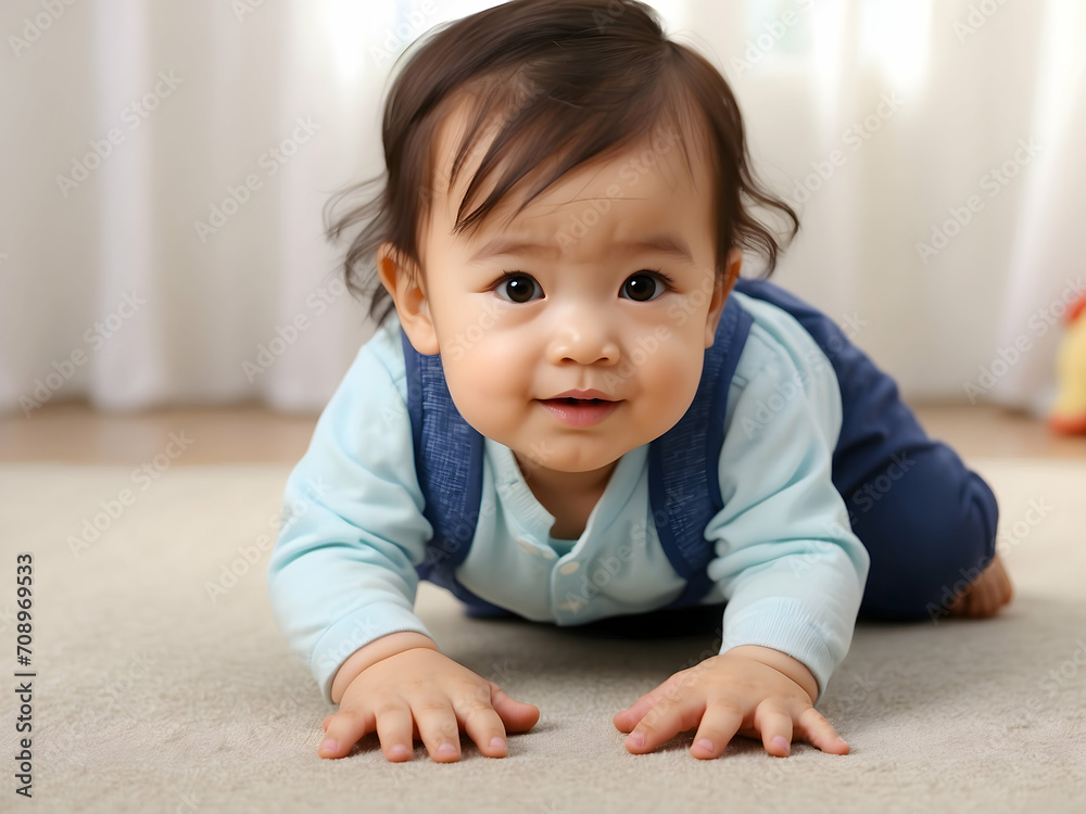 little Asian white baby learning to crawl little Asian white baby learning to crawl
