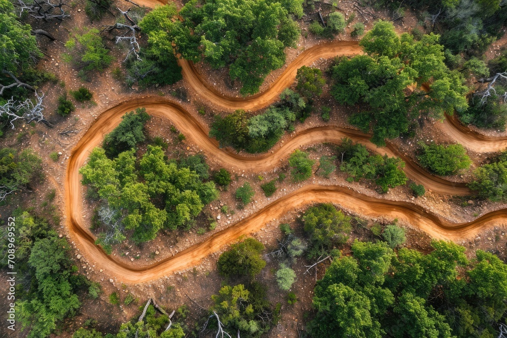 Thrilling Aerial Adventure: Abstract Mountain Biking Trails