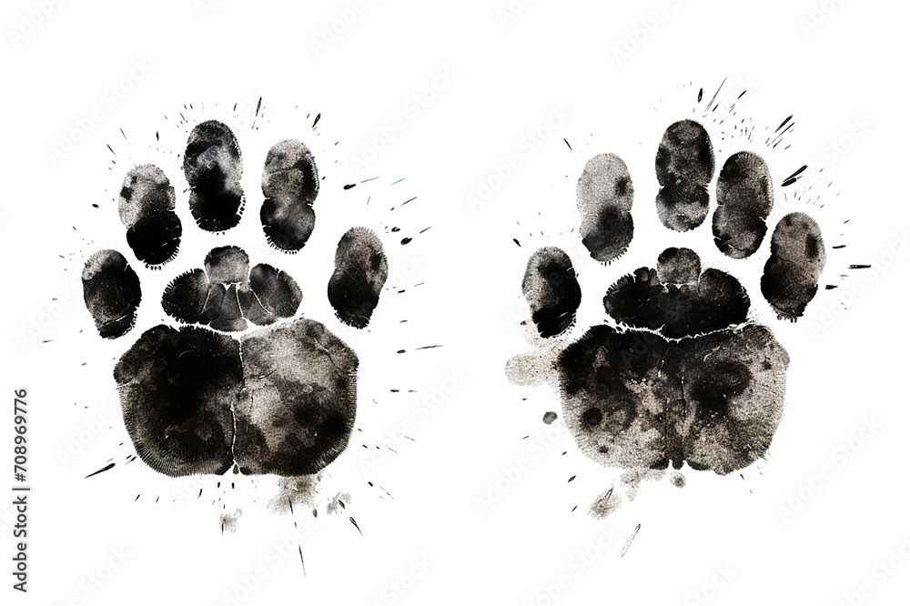 Ink Dog's Paw illustration, Cat`s Paw isolated on PNG Background