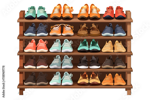 Stand with shoes isolated on PNG Background. Generative Ai.