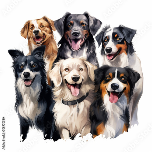 Group of dogs of different breeds