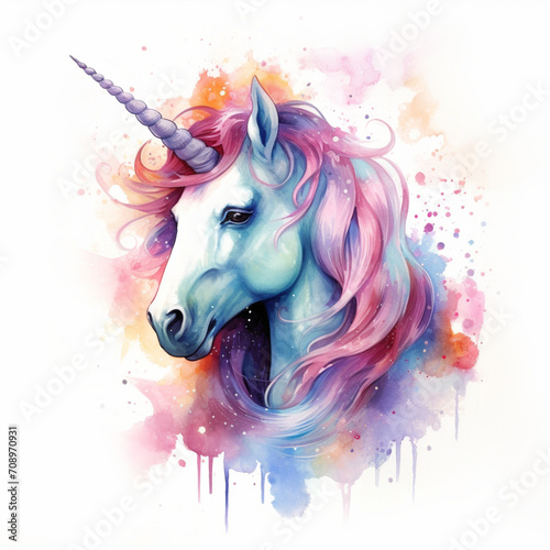 Unicorn illustration in watercolor style