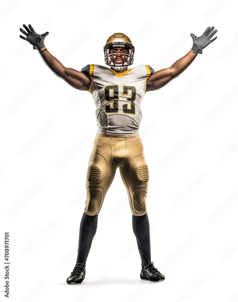 American football with hands in the air gesture, isolated background American football with hands in the air gesture, isolated background
