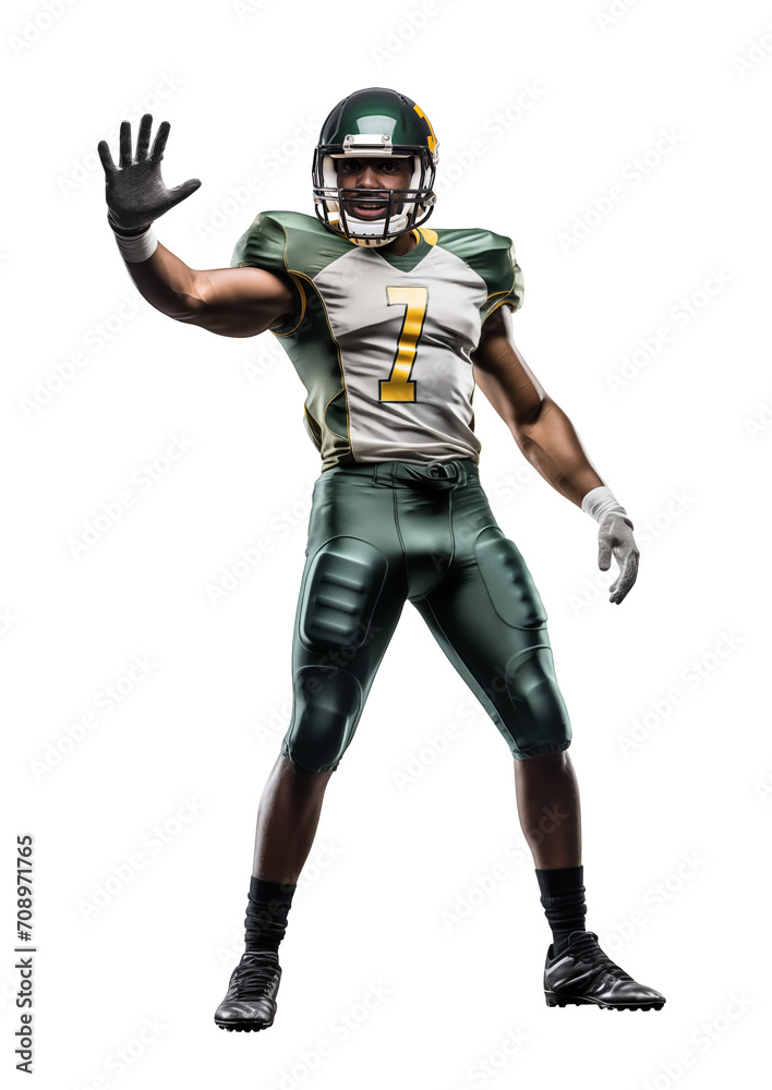 American football with hands open gesture, isolated background