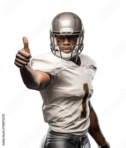 American football player give a thumbs up gesture