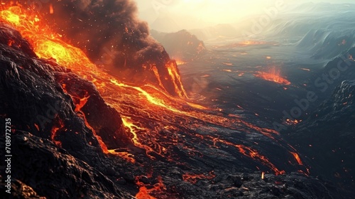 Volcanic eruption in the crater of volcano