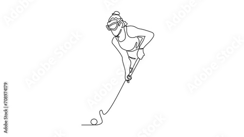Animated self drawing of an exciting hockey match with thousands of spectators video illustration. Hockey design illustration simple linear style video concept. Sports design illustration for asset. photo