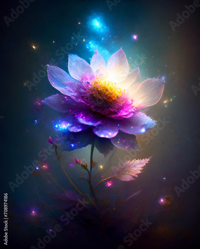 Illustration of a flower with glowing effects.