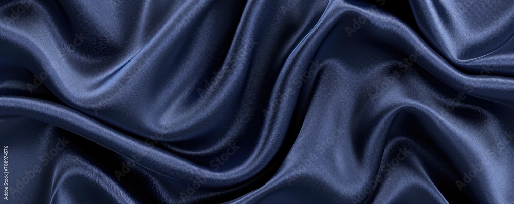 Fototapeta premium Dark blue Silk fabric texture background