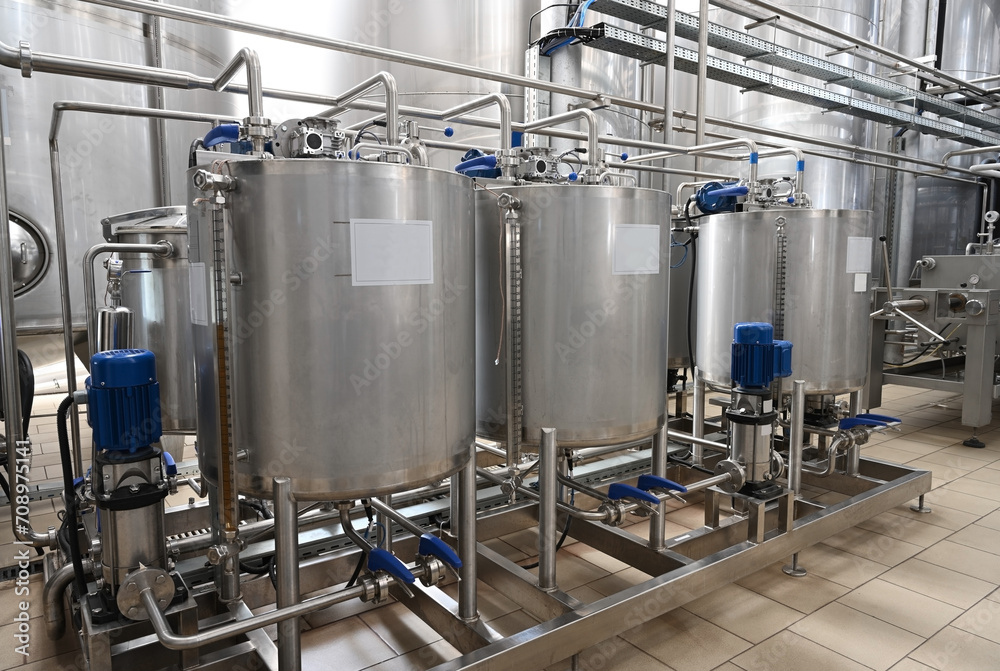 Beer brewery on the factory, alcohol production equipment